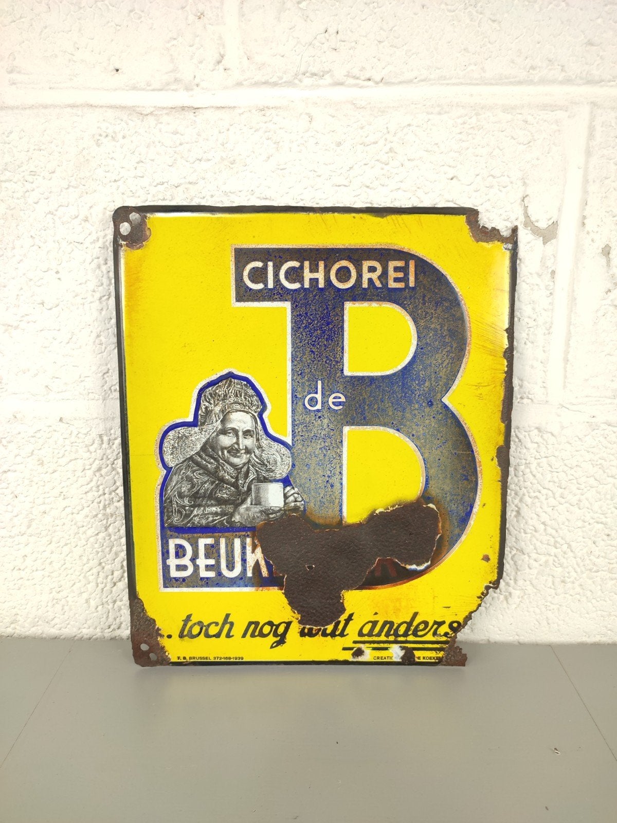 Emaille bord cichorei De Beukelaar 1939, Reclamebord, ., Ophalen of Verzenden, .