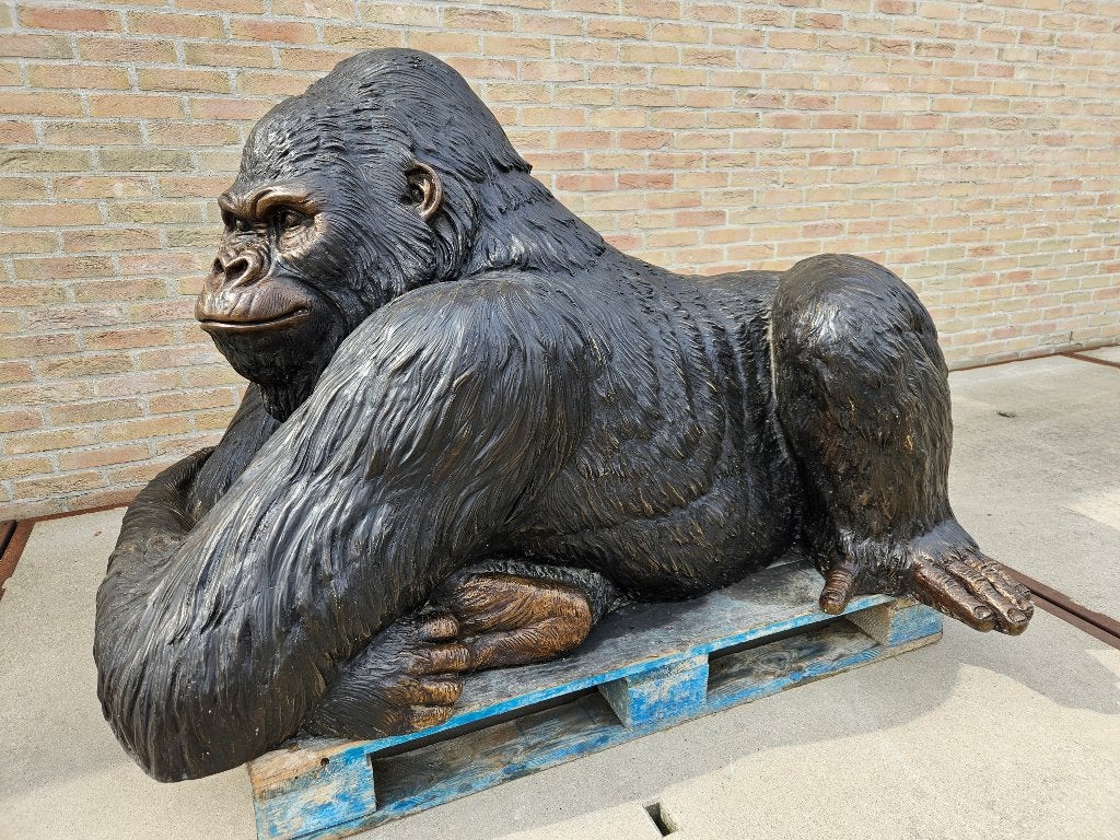 BRONZEN EXCLUSIEVE BERG GORILLA PRACHTIGE KOP TOPBRONS!!!, Ophalen of Verzenden, Nieuw, Overige materialen, Dierenbeeld
