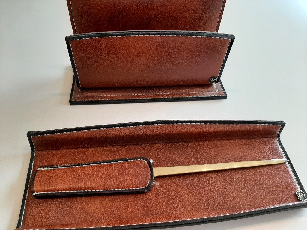 BUREAUSET HENZO 3-DELIG LEDER, Diversen, Bureau-accessoires, Ophalen of Verzenden, Zo goed als nieuw