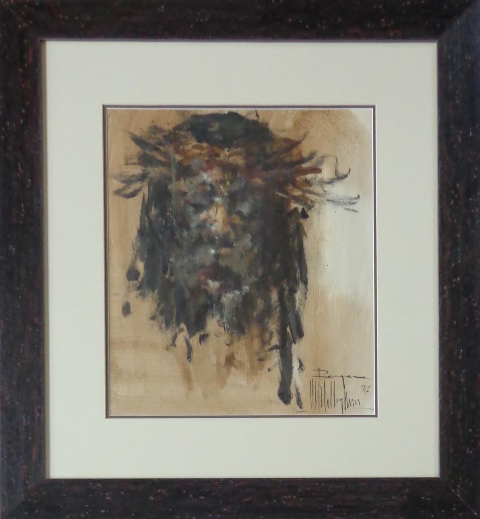 ROGER VAN BELLEGHEM / CHRISTUS / ORIGINEEL WERK / 77x71cm, Antiquités & Art, Art | Peinture | Moderne, Enlèvement, Verre, Signé