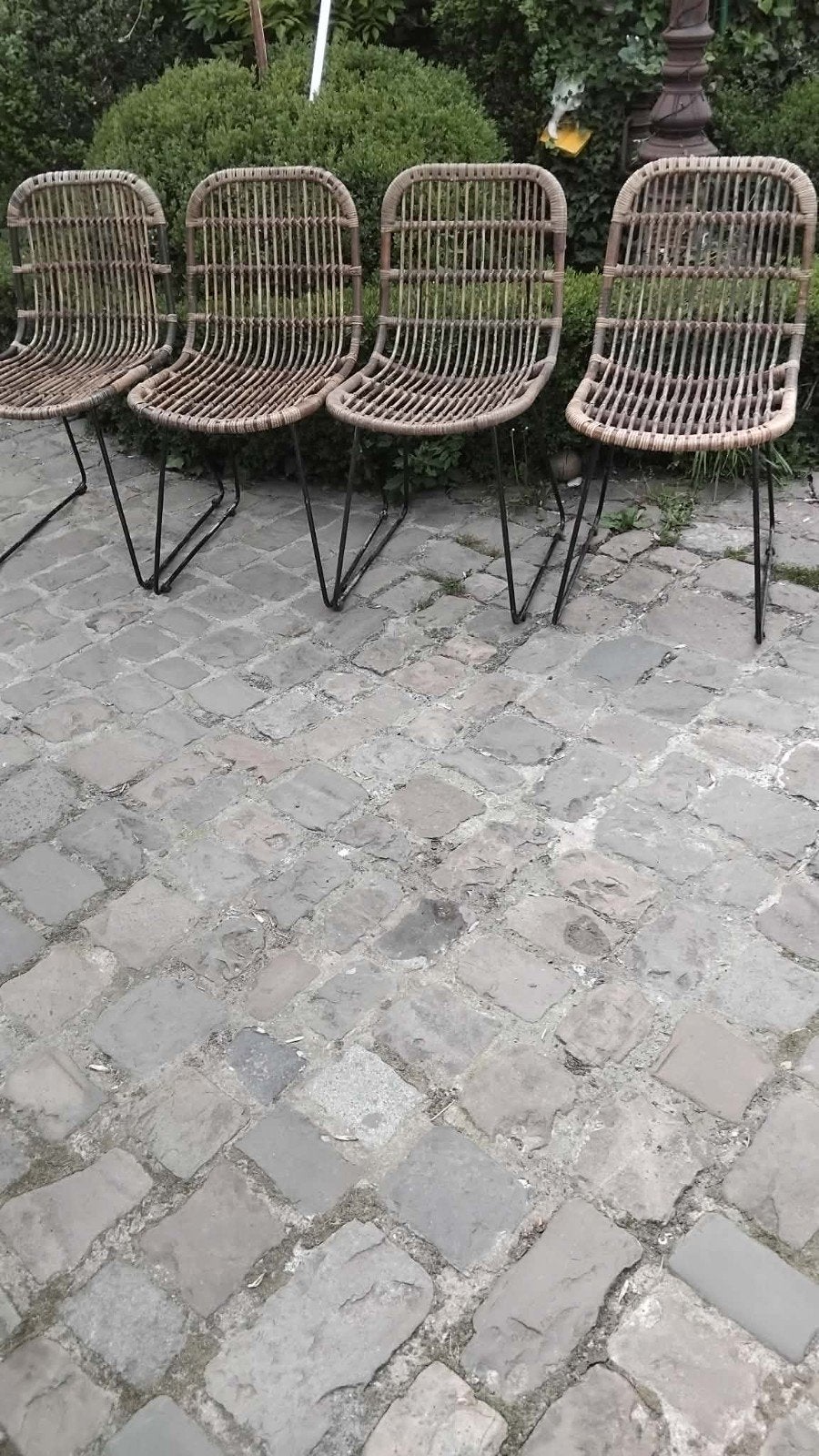 Ensemble de 4 chaises vintage en rotin., Rotin