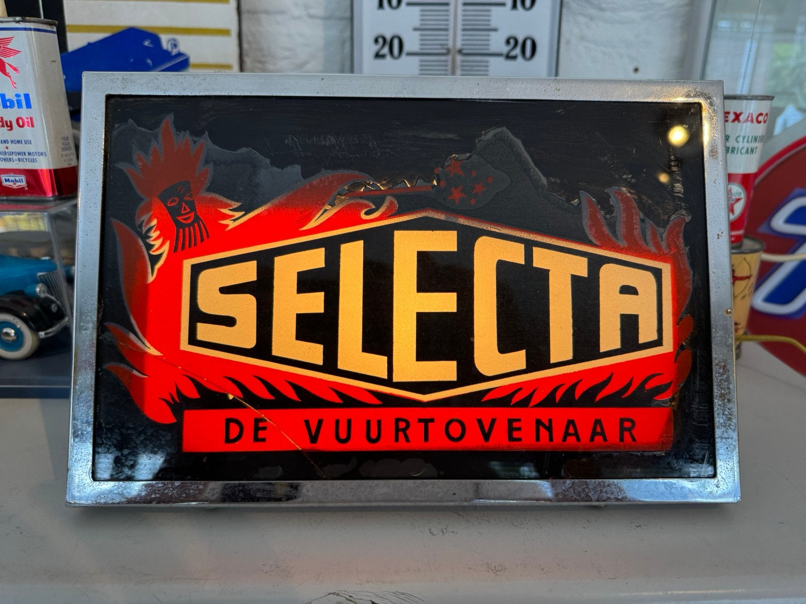 SELECTA oude kleine reclame lichtbak, Verzamelen, Merken en Reclamevoorwerpen, Ophalen, Gebruikt, Lichtbak of (neon) lamp