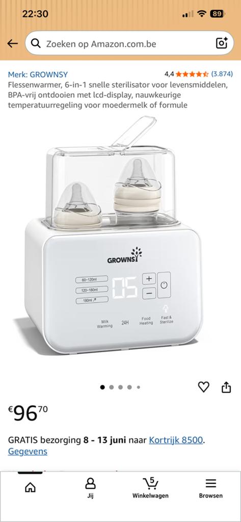 Flessenwarmer, 6-in-1snelle sterilisator voor levensmiddelen, Ophalen, Zo goed als nieuw, Sterilisator