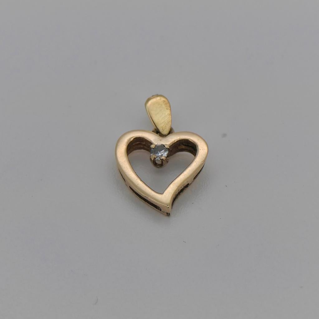 Pendentif cœur en or 14k 585 avec diamant, Bijoux, Sacs & Beauté, Enlèvement ou Envoi, Or, Comme neuf, Or