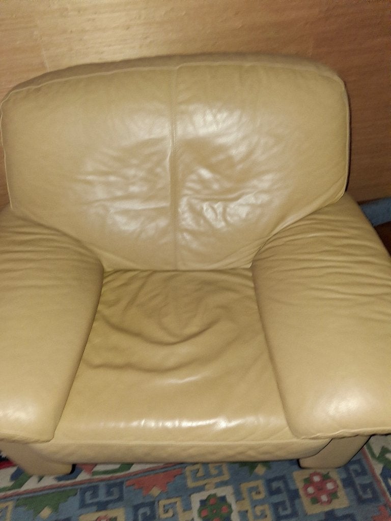 lederen salon, Huis en Inrichting, Zetels | Zetels, Ophalen, Gebruikt, 150 tot 200 cm, Vintage