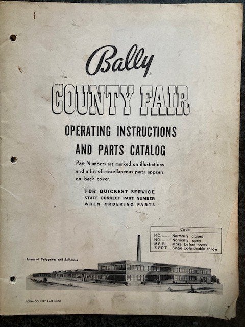 BALLY BINGO COUNTY FAIR Operating instructions, Ophalen of Verzenden, Zo goed als nieuw