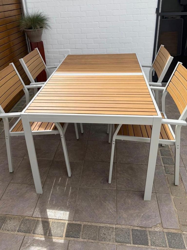 Tuintafel met 4 stoelen  sjalland ikea in perfecte staat, Tuin en Terras, Ophalen, Zo goed als nieuw, Aluminium