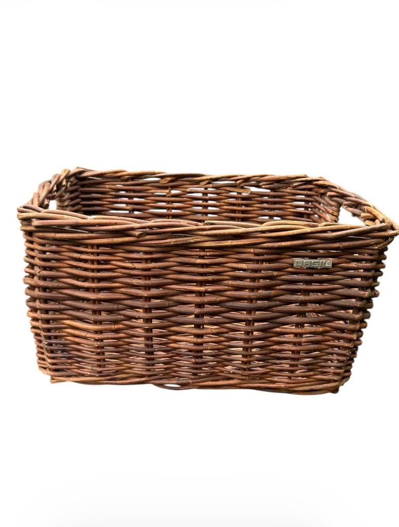 Basil rotan fietsmand – robuuste transportmand (open model), Ophalen of Verzenden, Zo goed als nieuw, Fietsmand