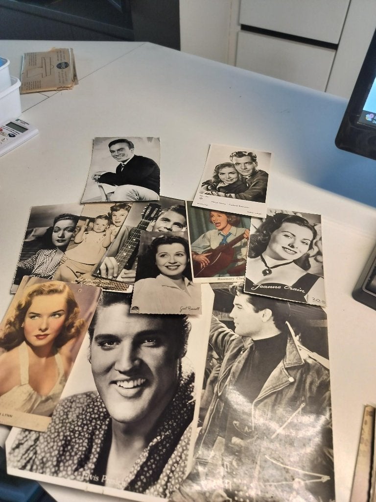 145 vintage foto's filmsterren prentkaartformaat, Ophalen of Verzenden, Foto