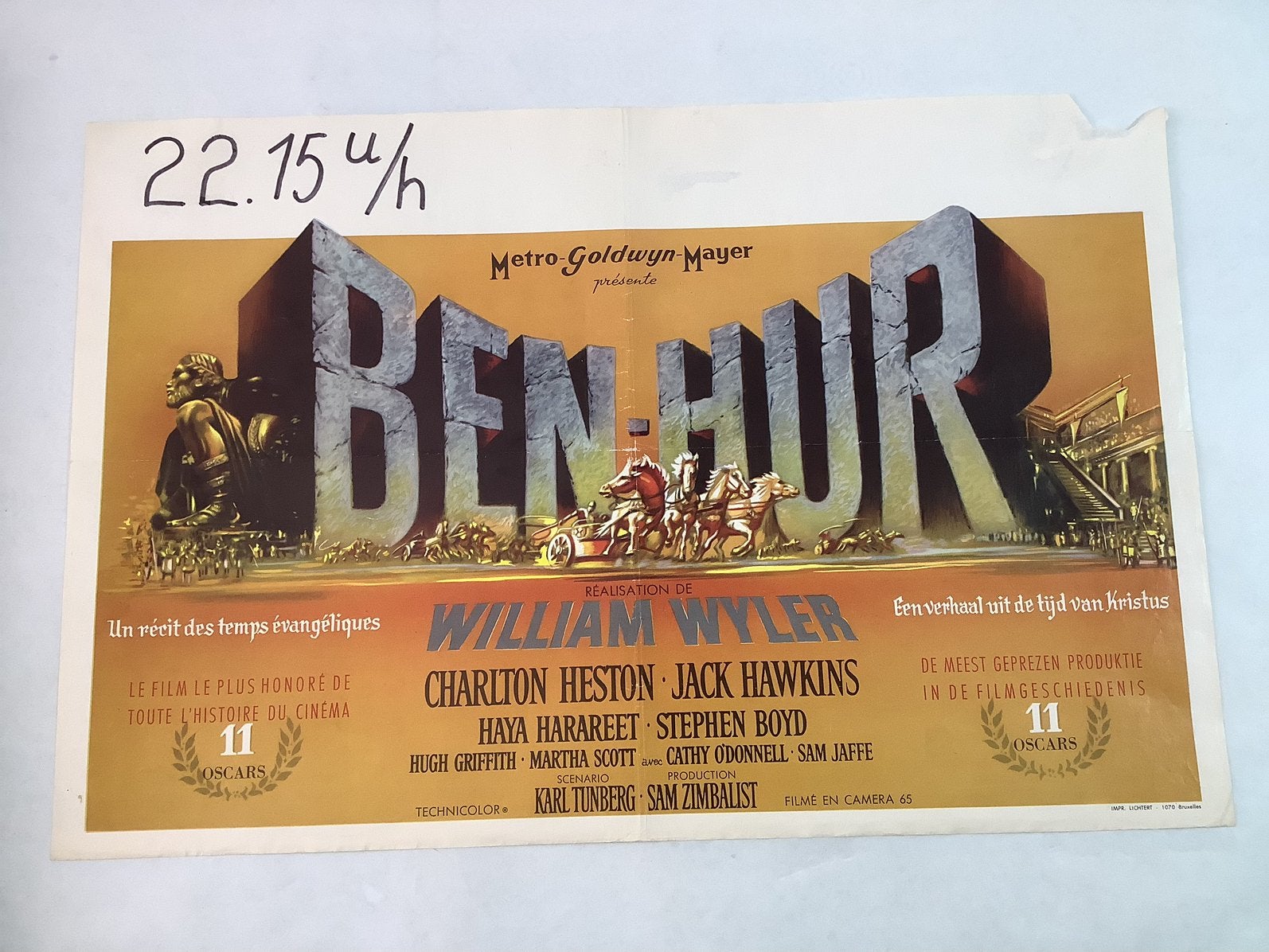 BEN  HUR   filmposter  36-54 cm   Used, Ophalen of Verzenden, Zo goed als nieuw