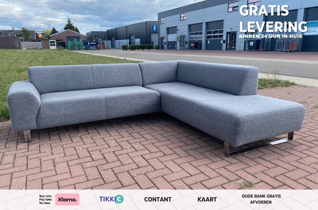 Moderne grijze stoffen hoekzetel–Diep comfort–Ruime lounge, Huis en Inrichting, Zetels | Zetels, 150 tot 200 cm, Hoekbank, Tweepersoons