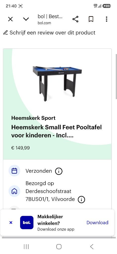 Pooltafel voor kinderen, Ophalen, Nieuw