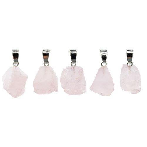 Ruwe Rozenkwarts aan verzilverde hanger, Ophalen of Verzenden, Nieuw, Roze, Hart
