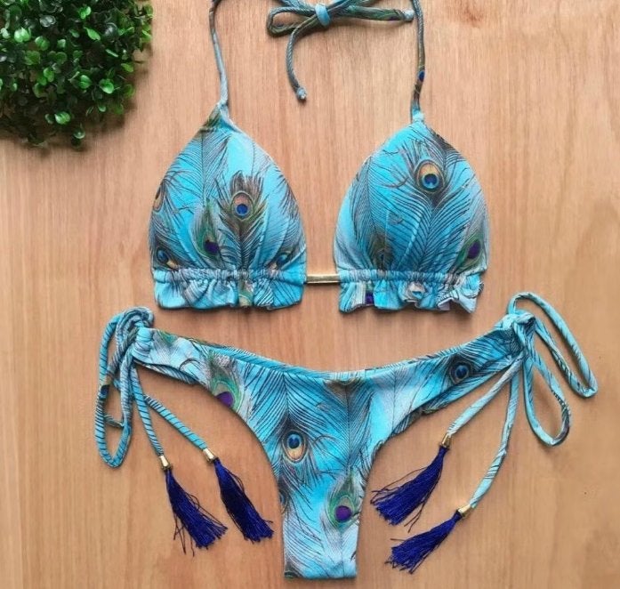 Sexy bikini push up - Met tropisch eiland stijl kleuren, Enlèvement ou Envoi, Neuf, Bikini