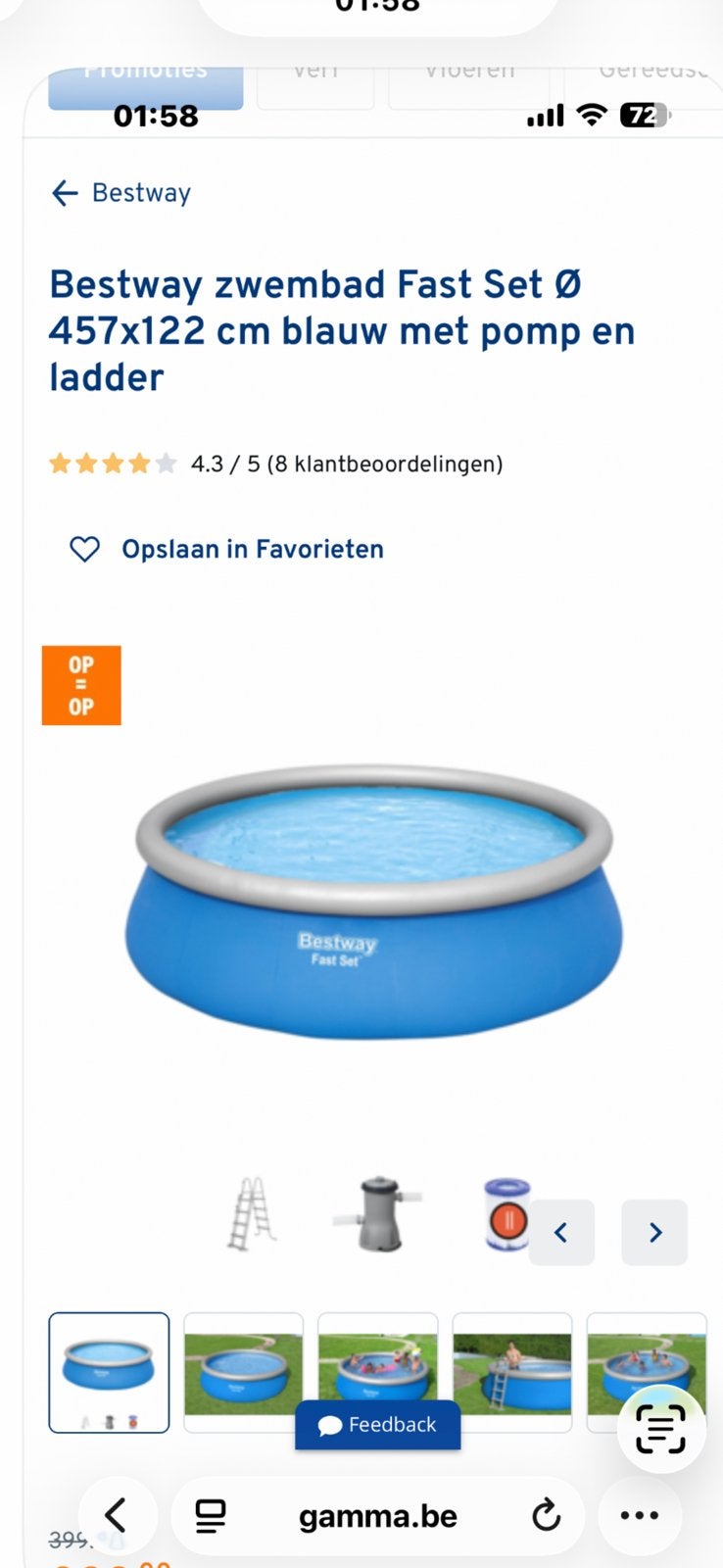 Piscine complète Bestway Fast Set, Jardin & Terrasse, Piscines, 300 cm ou plus, Rond, Enlèvement, Utilisé