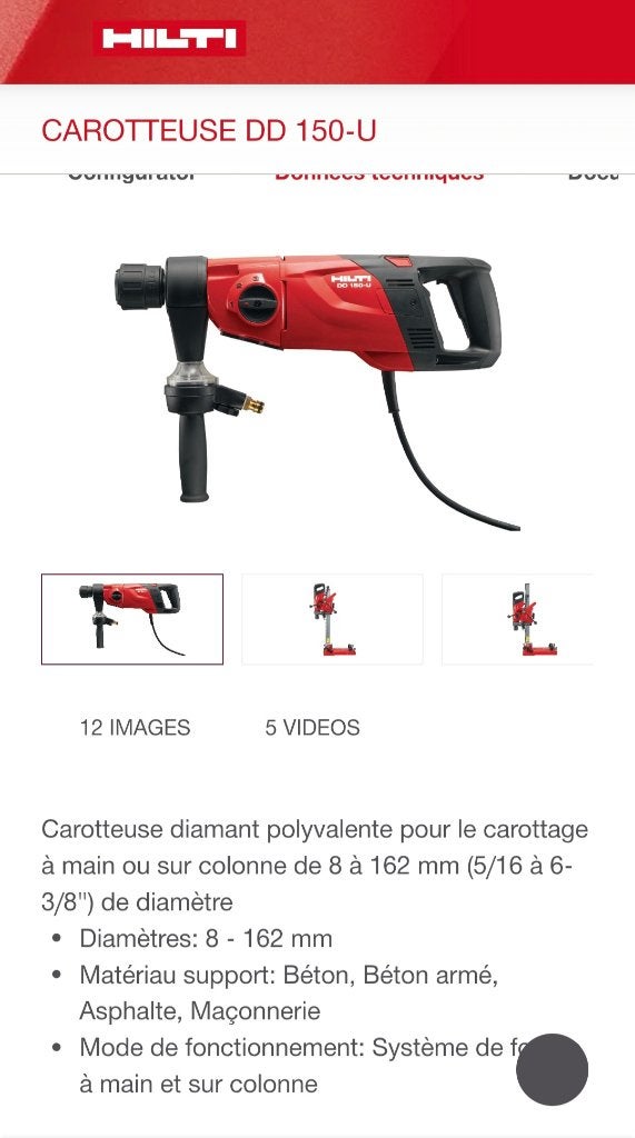 Carroteuse diamant Hilti dd150u, Enlèvement, Neuf, Hilti