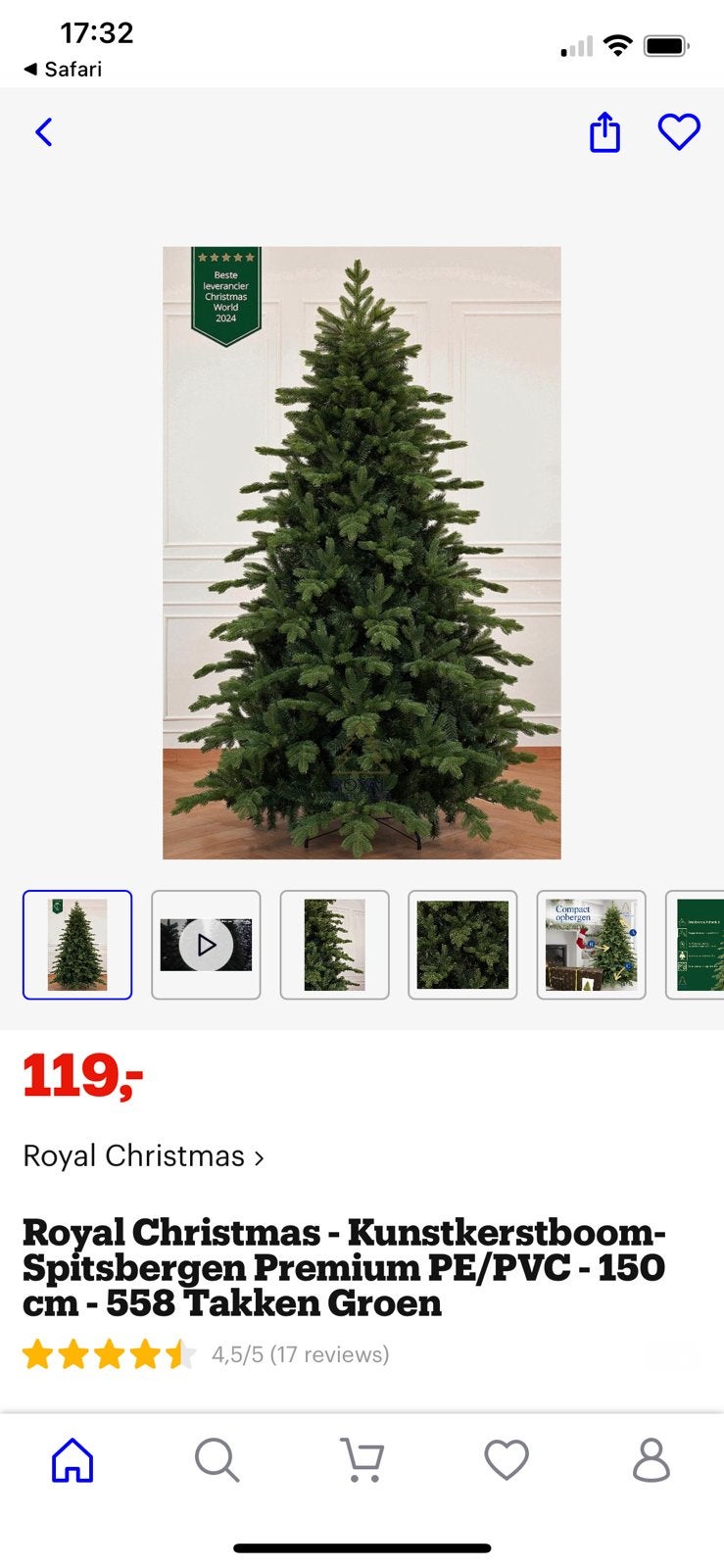 Kerstboom Royal Christmas 150cm Nieuw!, Diversen, Ophalen of Verzenden, Nieuw