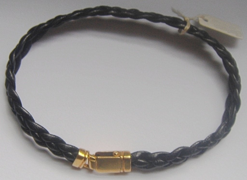 Bracelet en poils d'é.l.é.p.h.a.n.t tressés, fermoir or 18K, Handtassen en Accessoires, Armbanden, Nieuw, Overige materialen, Zwart