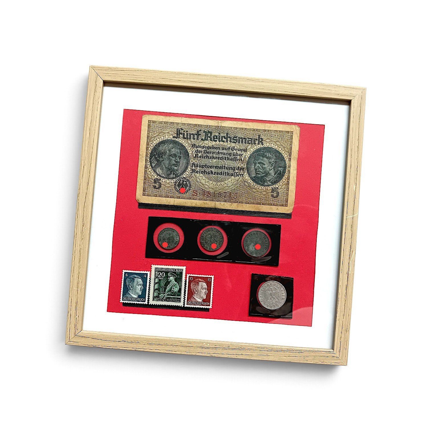 WO2 Vitrinelijst Luxe - 5 Reichsmark, Reichspfennig, Zegels., Postzegels en Munten, Ophalen of Verzenden, Munten en Bankbiljetten