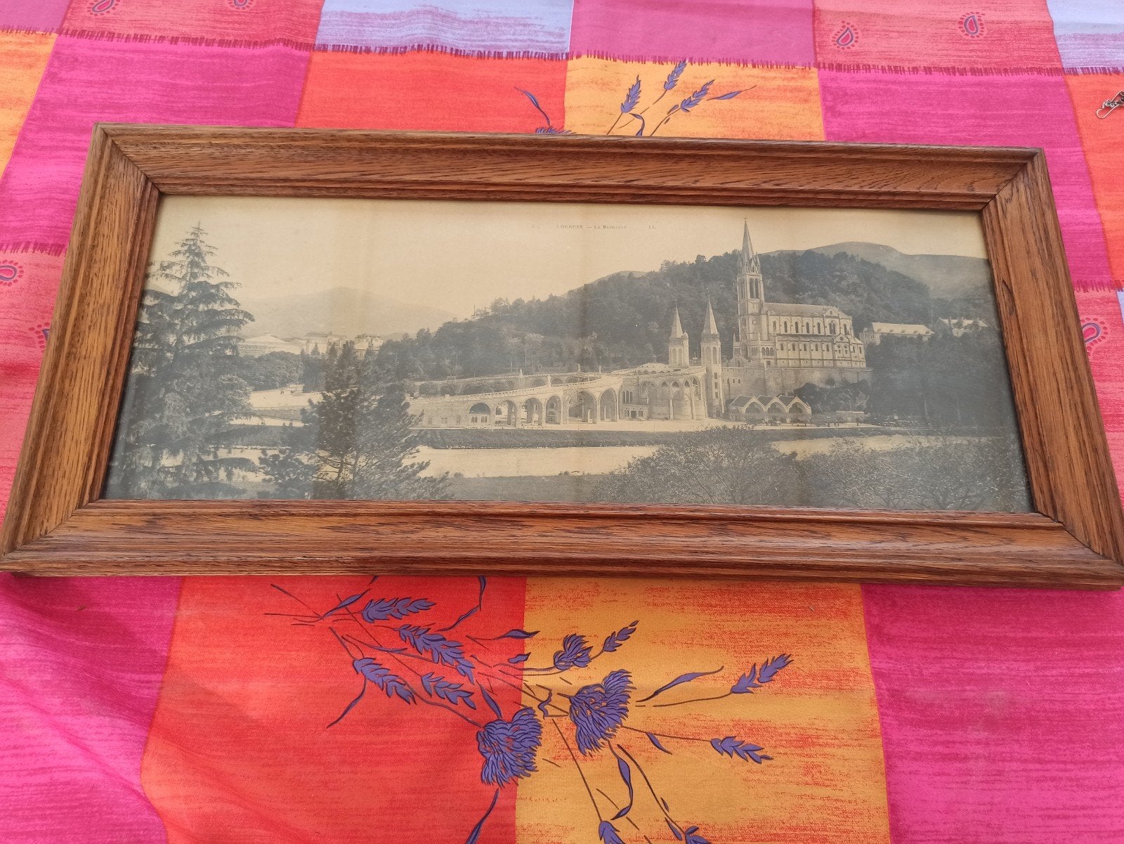 Lourdes, antieke foto + kader, Ophalen