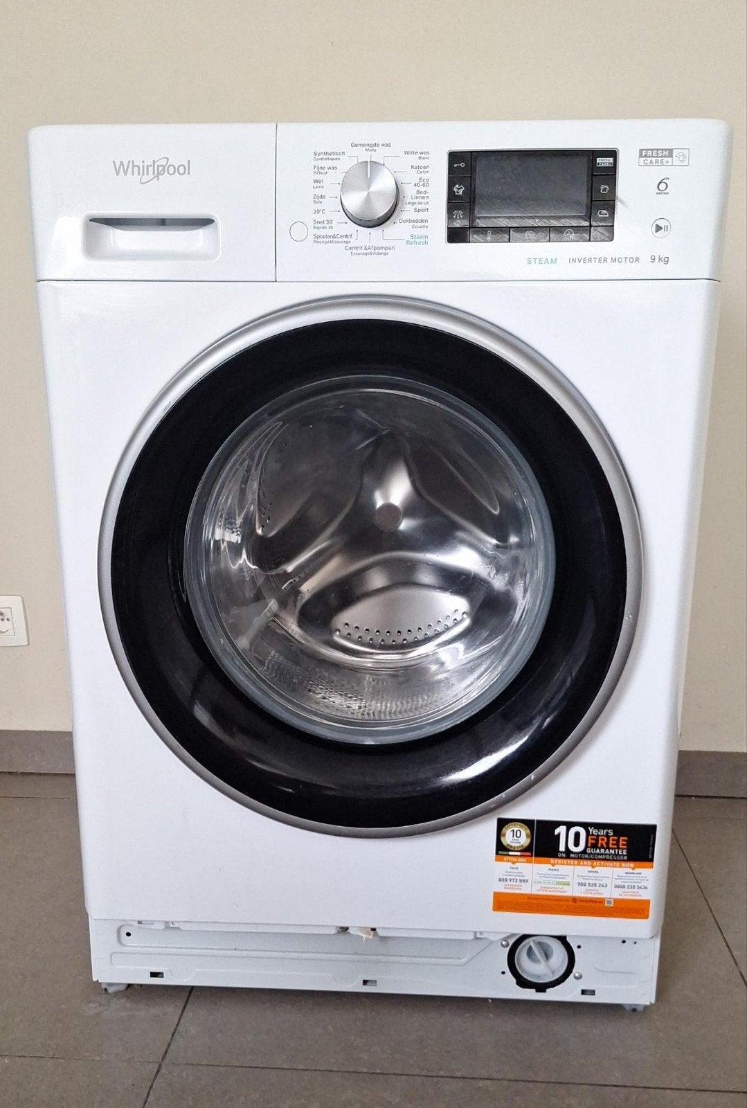 Wasmachine Whirlpool, Elektronische apparatuur, Ophalen, 1200 tot 1600 toeren, 8 tot 10 kg, Zo goed als nieuw
