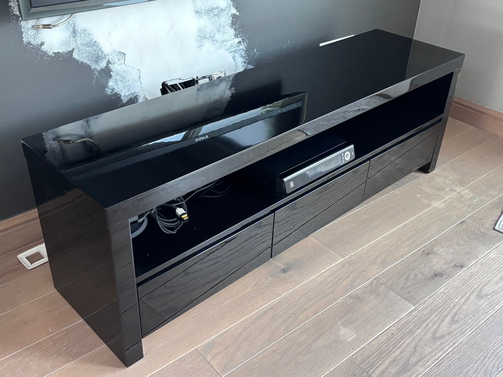 Tv meubel ( zwart hoogglans), Ophalen, Gebruikt, 100 tot 150 cm, Minder dan 100 cm