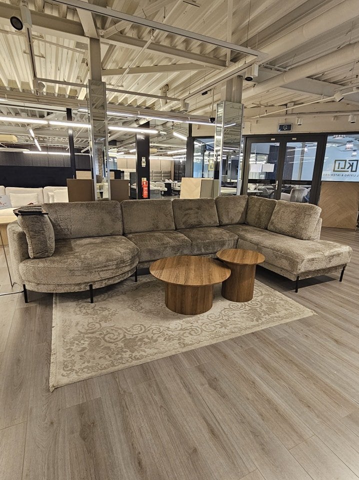 88C Hoeksalon 'Quin' Moderne Design in taupe +Levering, Maison & Meubles, Enlèvement ou Envoi, Neuf, Tissus