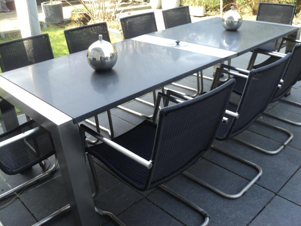 Prachtig INOX tuin set met graniet blad met wijn koeler, Ophalen, Inox, Meer dan 8 zitplaatsen, Zo goed als nieuw