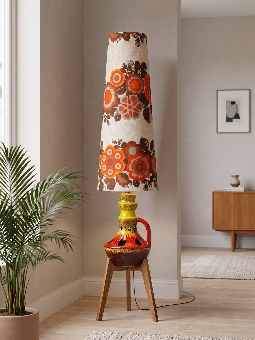 Vintage Fat lava keramiek vloerlamp, Enlèvement, Comme neuf, Céramique