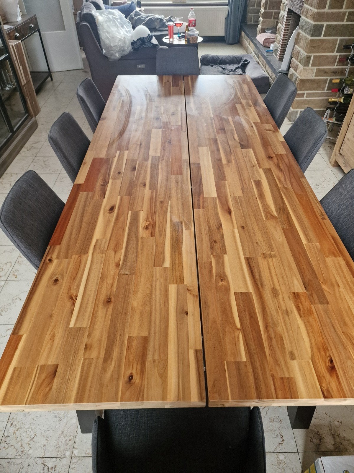 Design houten tafel, Ophalen
