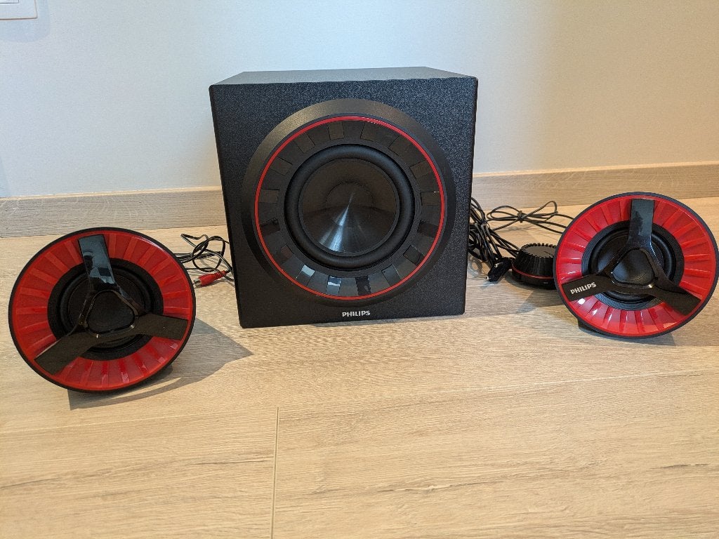 Philips SPA7380/12 2.1 PC-luidsprekerset met subwoofer, Audio, Tv en Foto, Luidsprekerboxen, Philips, Inclusief kabels, Ophalen of Verzenden