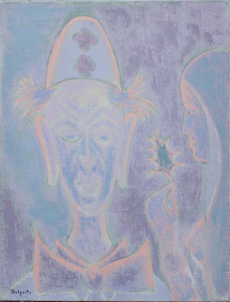 Charles Delporte (1928-2012): Pierrot (O/D, 55 x 70 cm), Antiquités & Art, Enlèvement ou Envoi, Réaliste, Daté