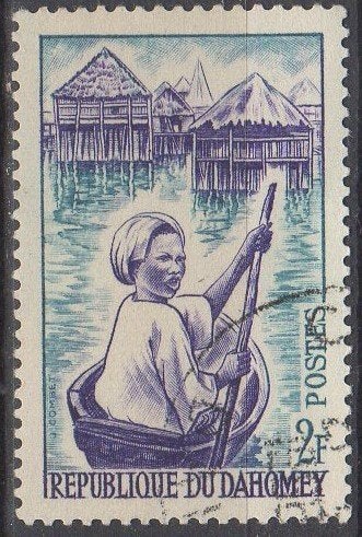 Dahomey - Meisje in kano (pirogue) - 1963, Ophalen of Verzenden, Gestempeld