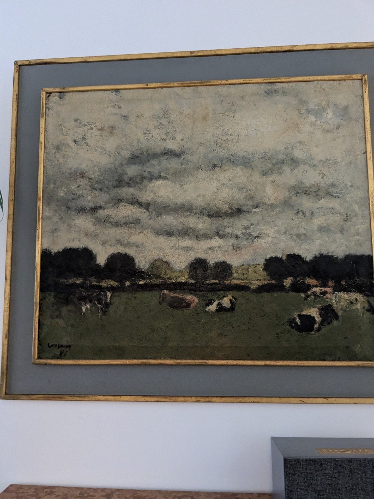 peinture de Floris Jespers avec des vaches, Peinture à l'huile, Enlèvement, Cadre spécial, Toile