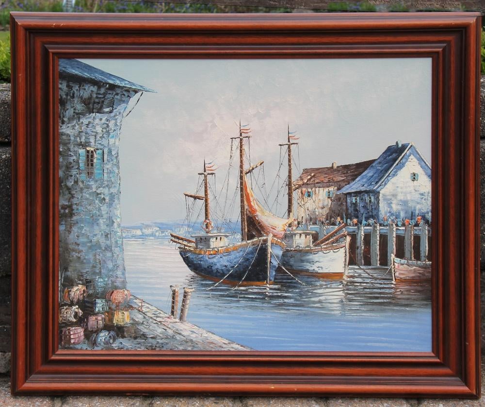 schilderij " havenzicht" 60 cm x 50 cm, Ophalen