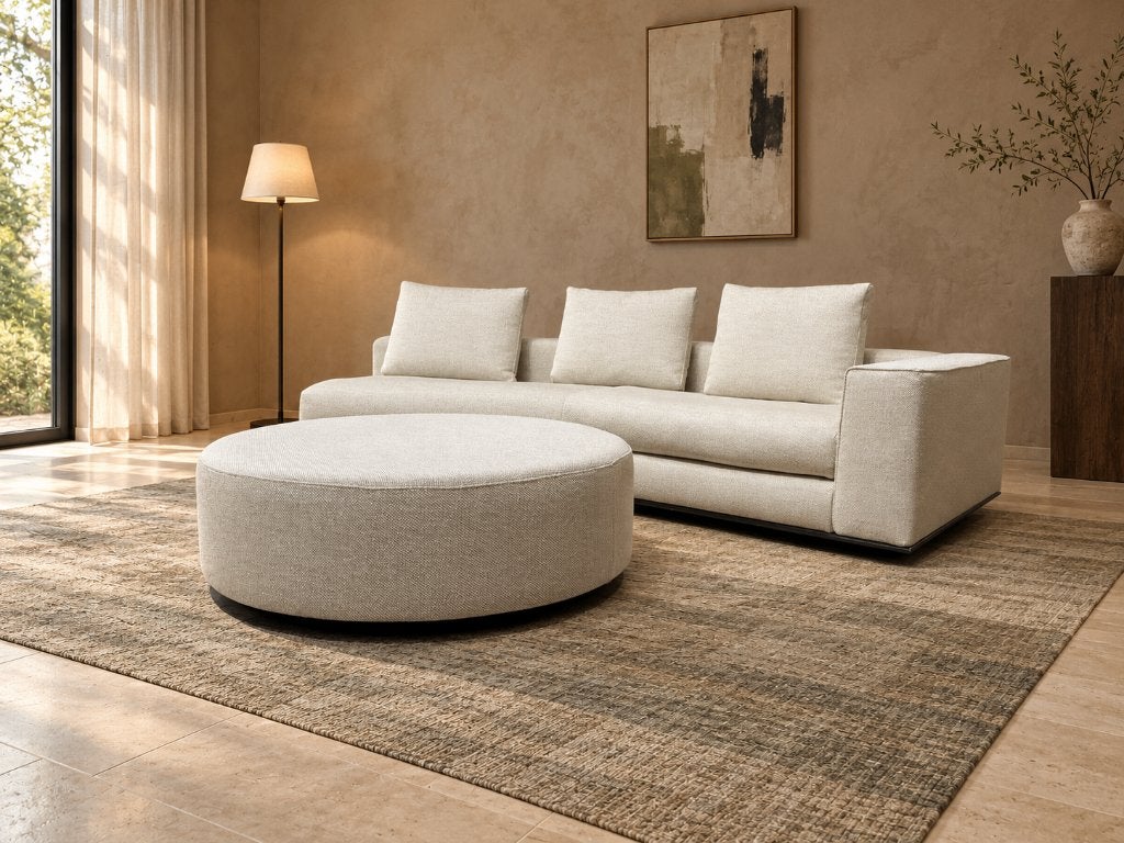 NIEUW Minotti Hamilton Knik + Hocker + GARANTIE | NP €22.500, 250 tot 300 cm, 125 tot 150 cm, Hoekbank, Nieuw