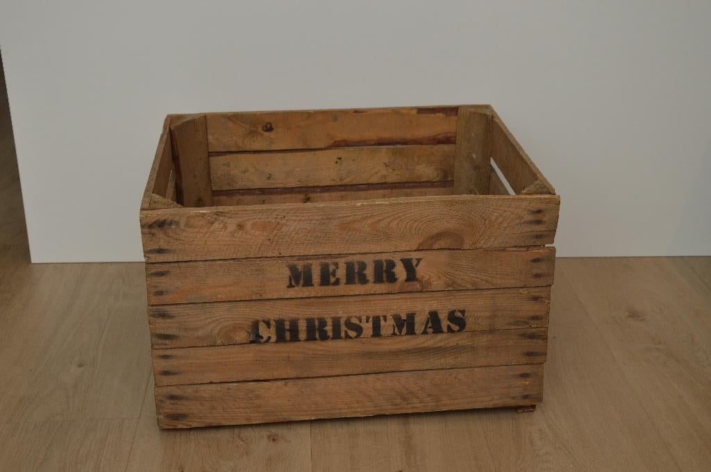 houten krat merry christmas - decoratie, Ophalen, Gebruikt