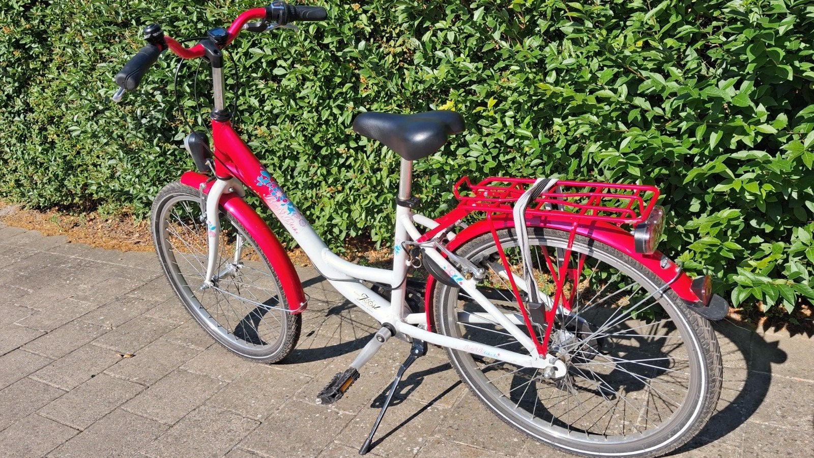 Meisjesfiets donkerroze met wit., Fietsen en Brommers, Fietsen | Meisjes, Ophalen, 24 inch