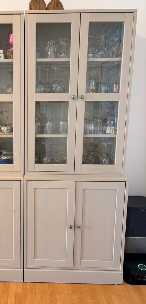 Vitrine beige avec porte vitrées, Maison & Meubles, 25 à 50 cm, Avec porte(s), Comme neuf, Enlèvement