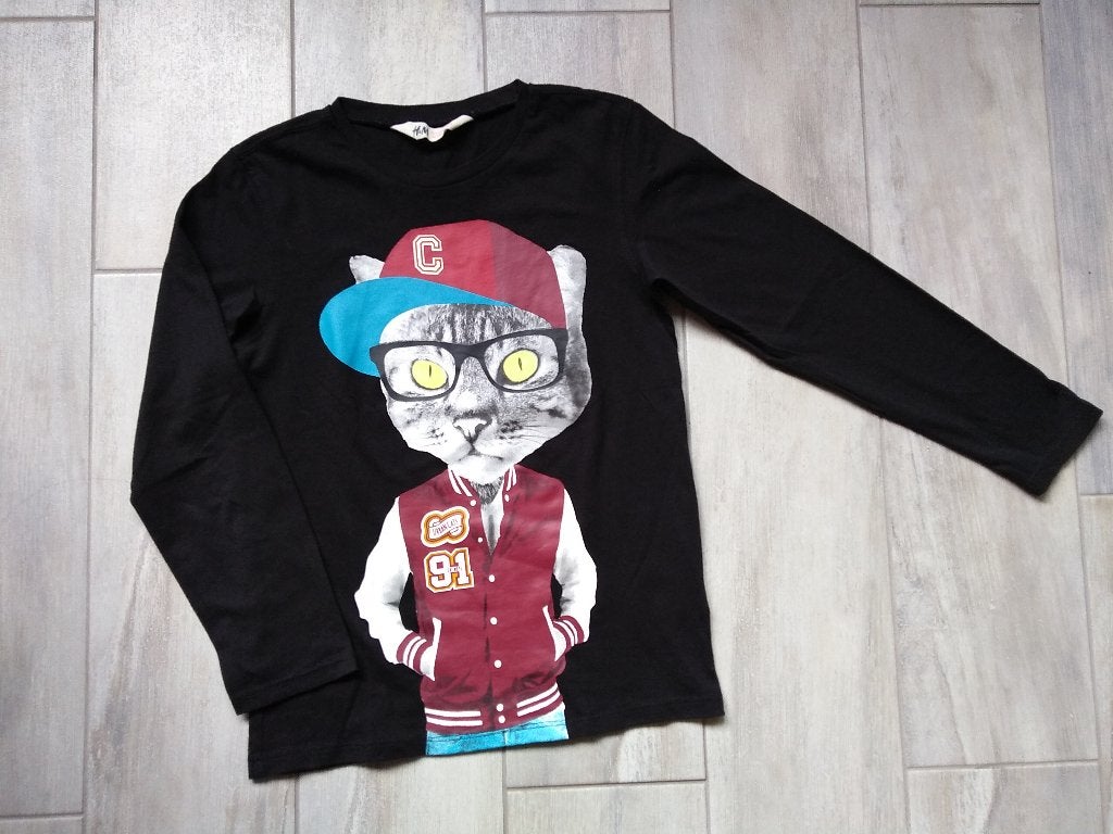 ★ M122/128 - Nieuwe longsleeve kat, Kinderen en Baby's, Kinderkleding | Maat 122, Ophalen of Verzenden, Nieuw, Jongen, Shirt of Longsleeve