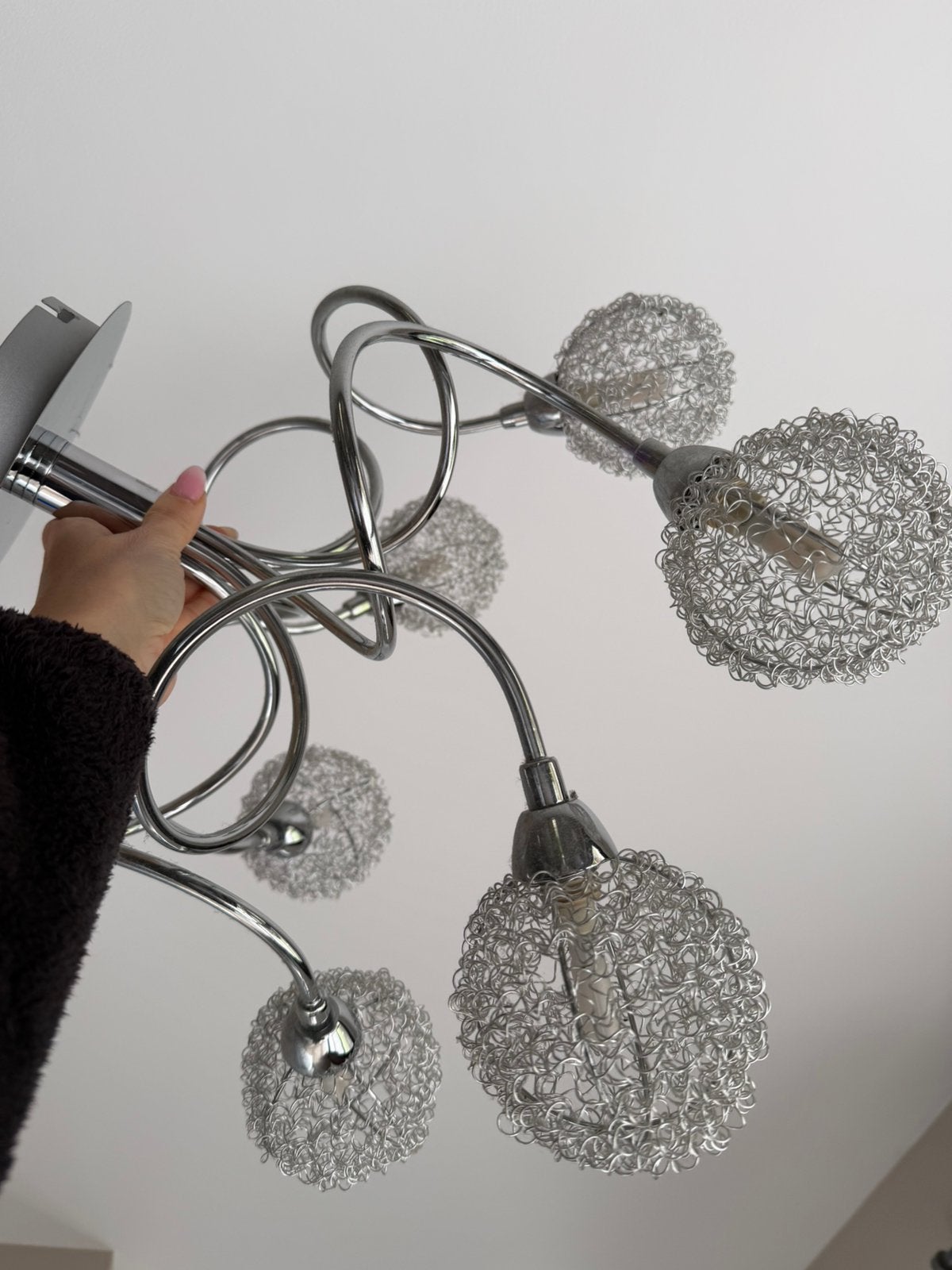 6 bollen plafond verlichting met led lampen, Ophalen, Zo goed als nieuw, Metaal