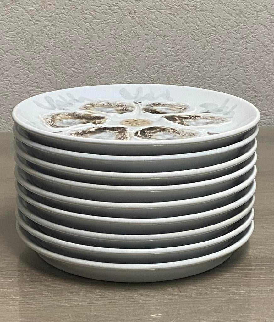 Service a Huîtres en Faïence 9 pièces, prix : 20€, Enlèvement ou Envoi, Comme neuf, Assiettes(s)