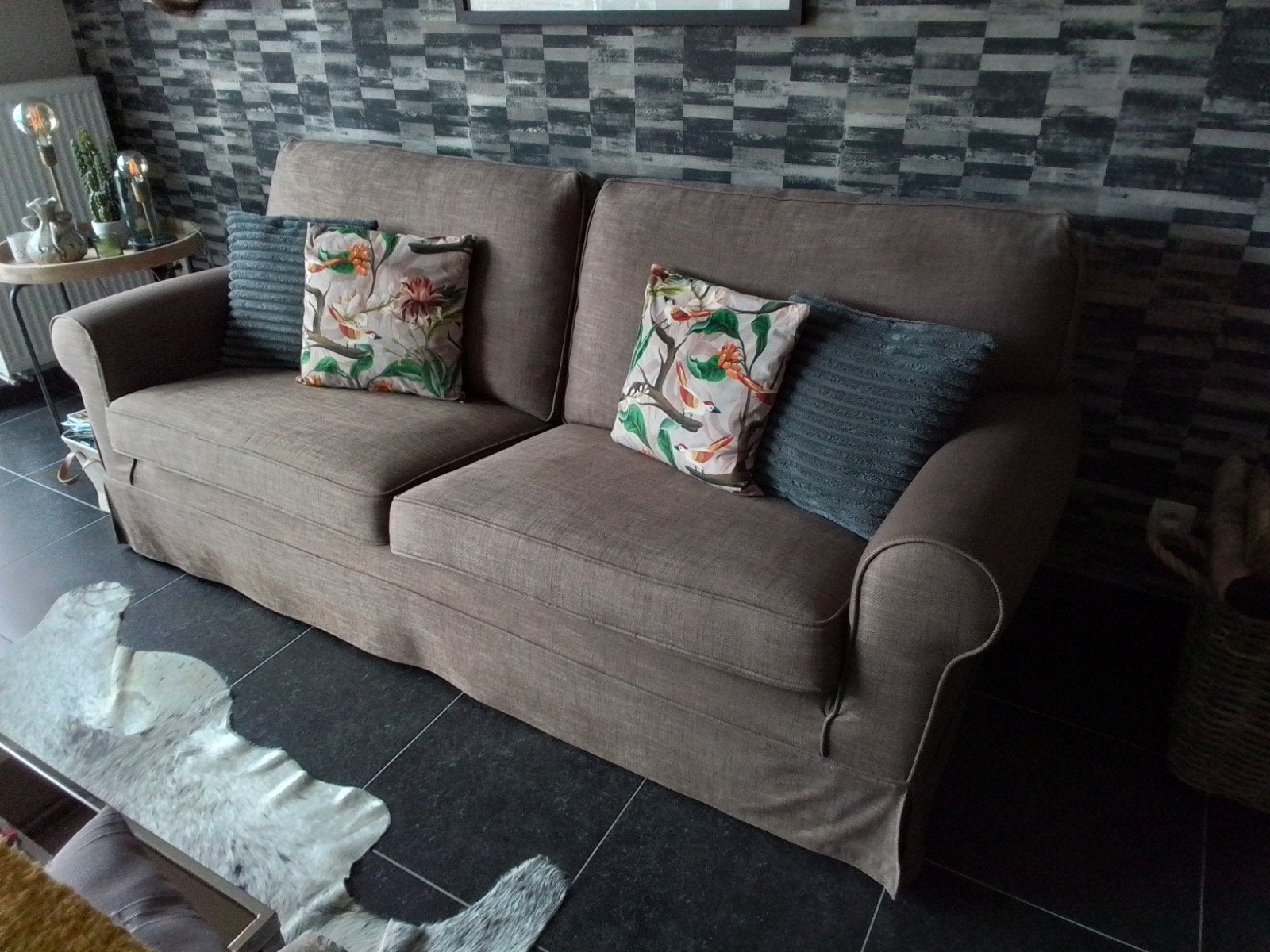 stoffen zetel., Huis en Inrichting, Ophalen, Gebruikt, Driepersoons, Hout