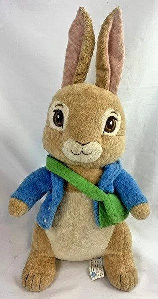 Pieter Konijn Pluche Knuffel Blauwe Jas Groene Tas 2018 Film, Overige merken, Konijn, Zo goed als nieuw, Klein (minder dan 20 cm)