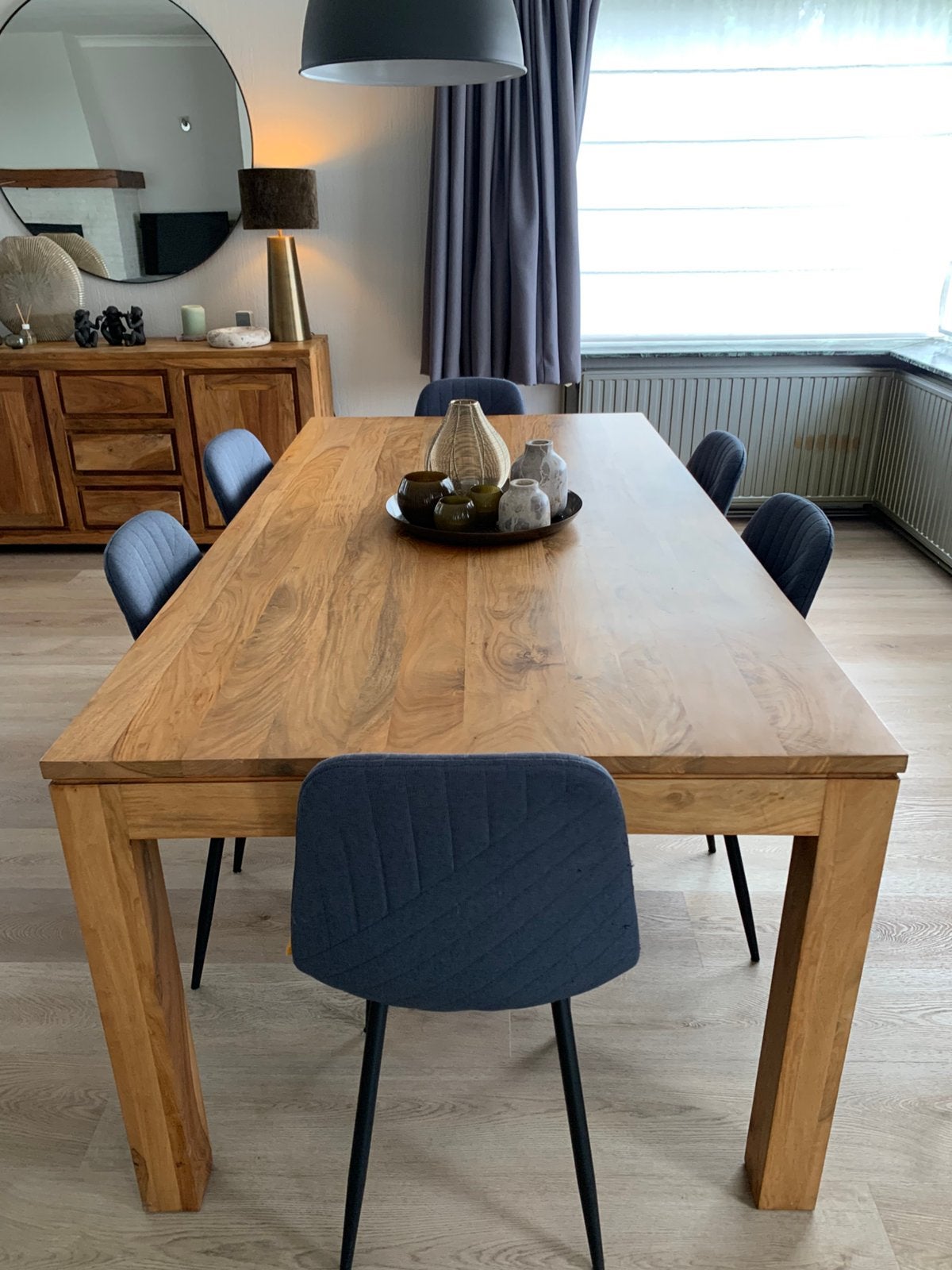 Massieve sheesham eettafel STOCKHOLM–Maisons du Monde–200 cm, Huis en Inrichting, Tafels | Eettafels, Ophalen, Zo goed als nieuw