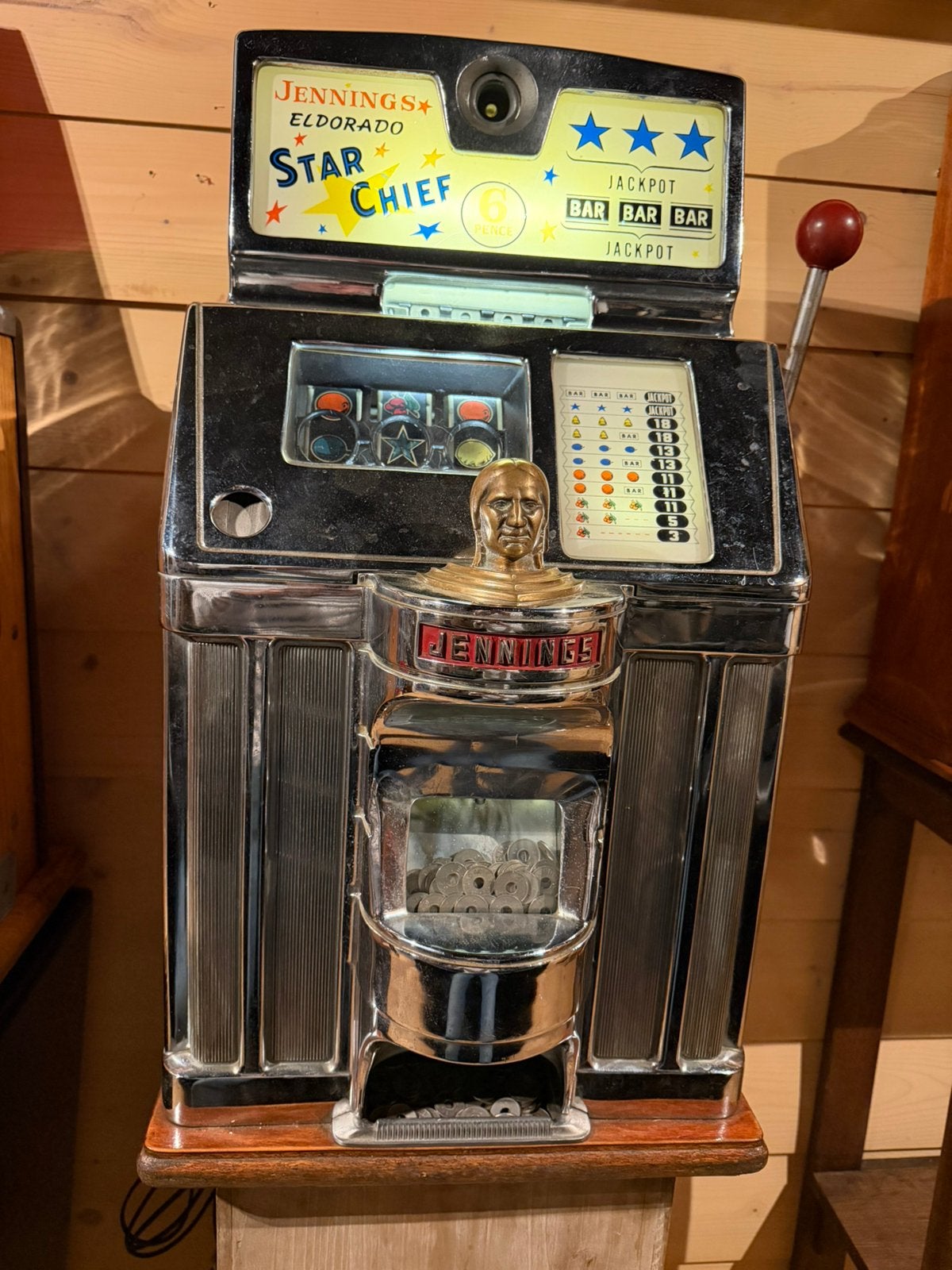 Jackpot bandit manchot Jennings Star Chief 40-50, Collections, Machines | Jukebox, Enlèvement, Utilisé, Avant 1950