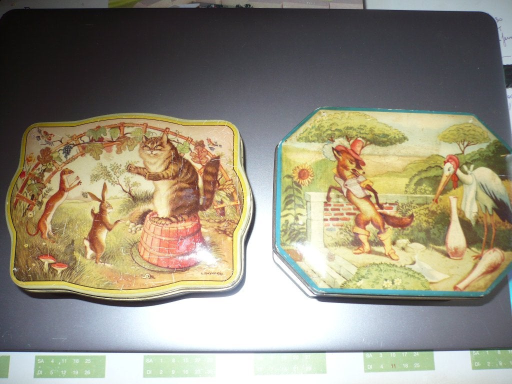 DE FABELS VAN LA FONTAINE: 2 POMONA-dozen, Ophalen of Verzenden, Zo goed als nieuw, Overige, Overige merken