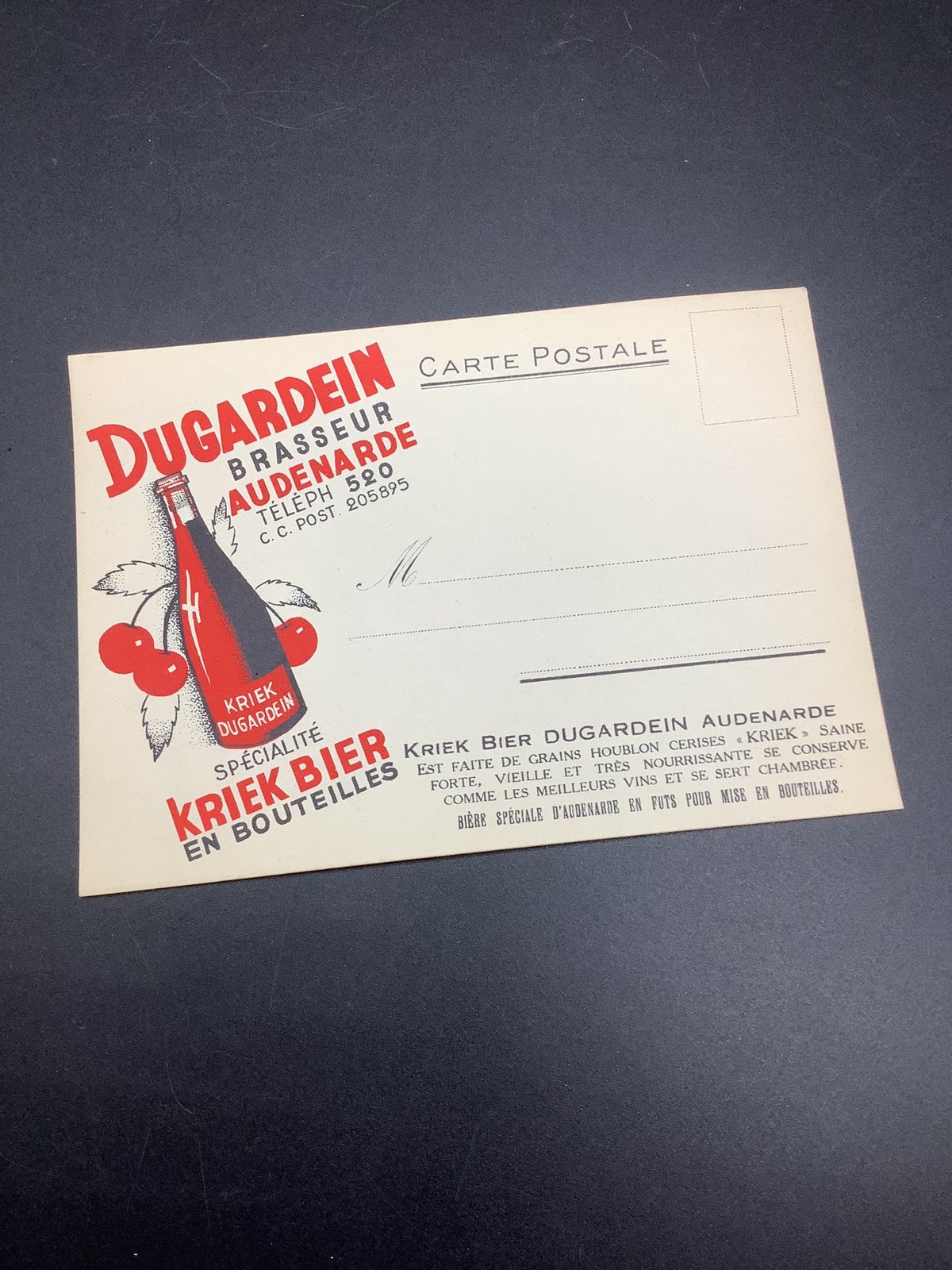 Ancienne carte postale pub bière Dugardein, Collections, Enlèvement ou Envoi, Comme neuf