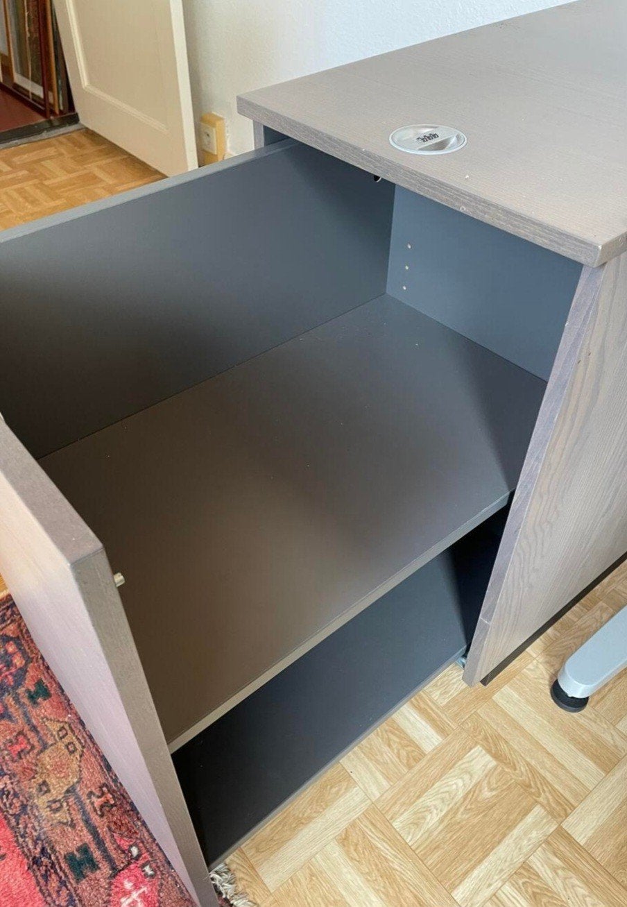 Hoekbureau met ladeblok / Corner desk with pedestal cabinet, Maison & Meubles, Bureaux, Comme neuf, Bureau d'angle, Gris, Démontable