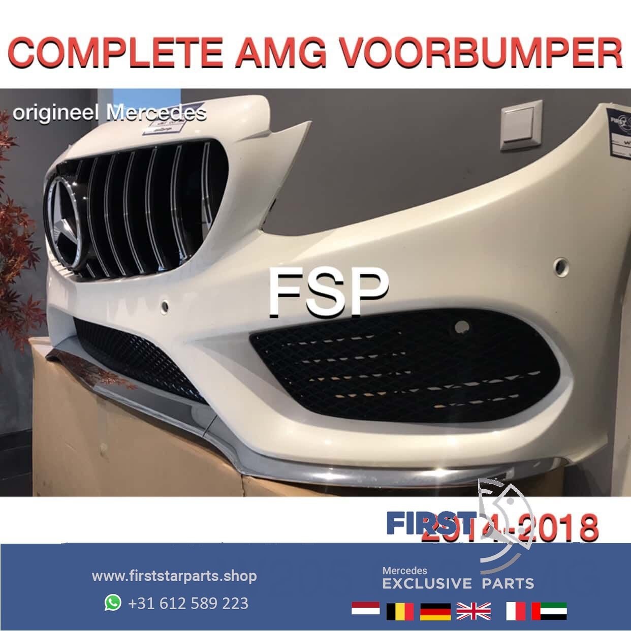 W205 C205 AMG VOORBUMPER Mercedes C Klasse WIT COMPLEET + GT, Gebruikt, -, Voor, Ophalen of Verzenden
